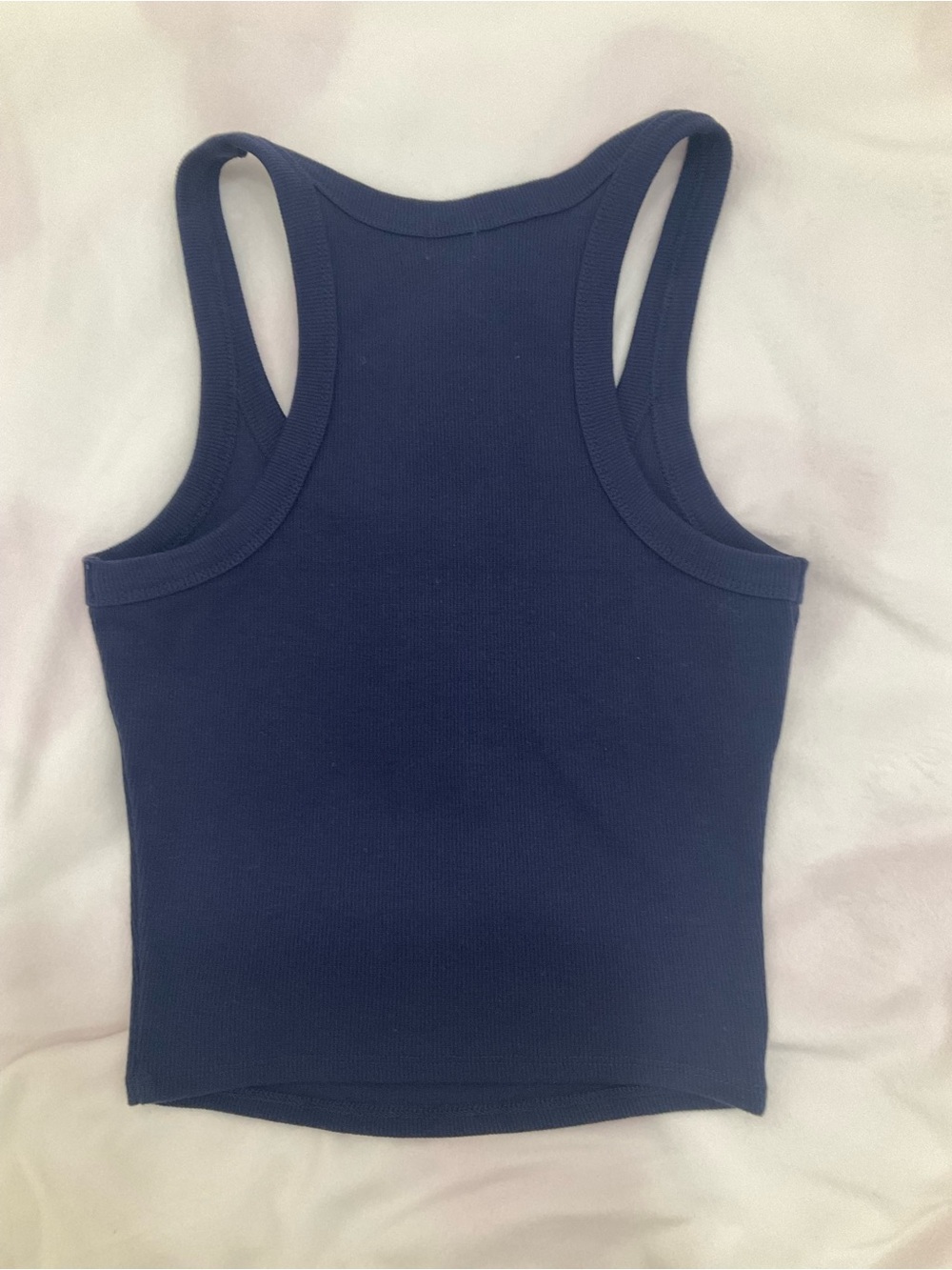 Sleeveless Ribbed Tank Top - Navy - Picture 3 of 4